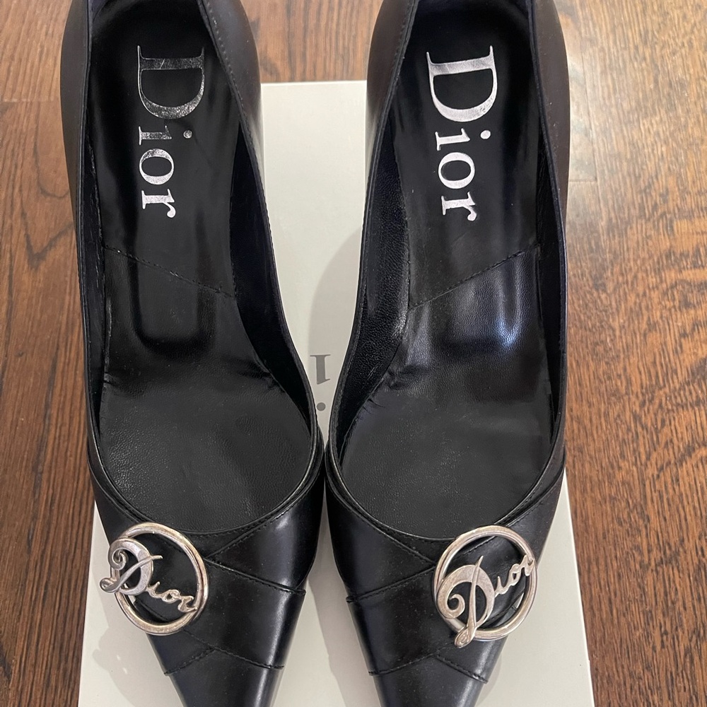Dior Black Heels with Silver Accent (new condition)